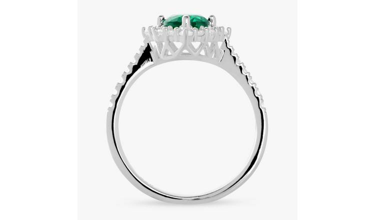 Revere Sterling Silver Emerald Green Cluster Ring - Medium