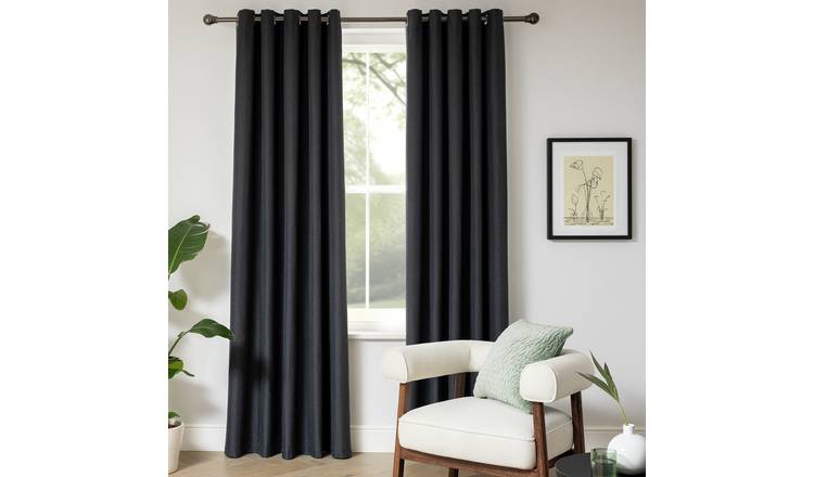 Habitat Blackout Eyelet Curtains - Charcoal Grey - 168x137cm