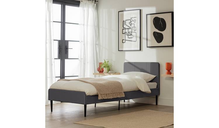 Argos Home Kristopher Single Fabric Bed Frame - Charcoal
