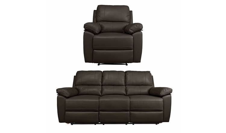 Argos Home Toby Chair & 3 Seater Recliner Sofa - Chocolate