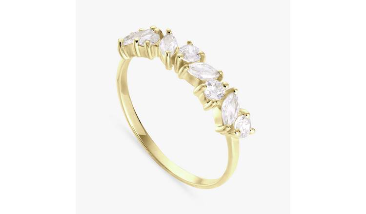 Revere Gold Plated Sterling Silver Half Eternity Ring-Medium