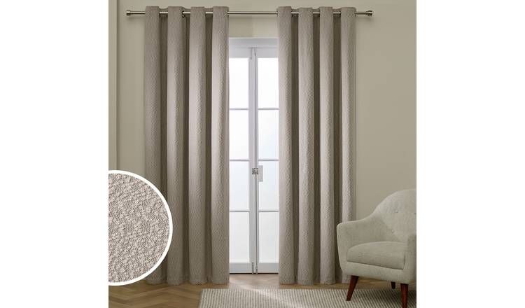 Habitat Textured Blackout Boucle Eyelet Curtain - Stone - 168x183cm