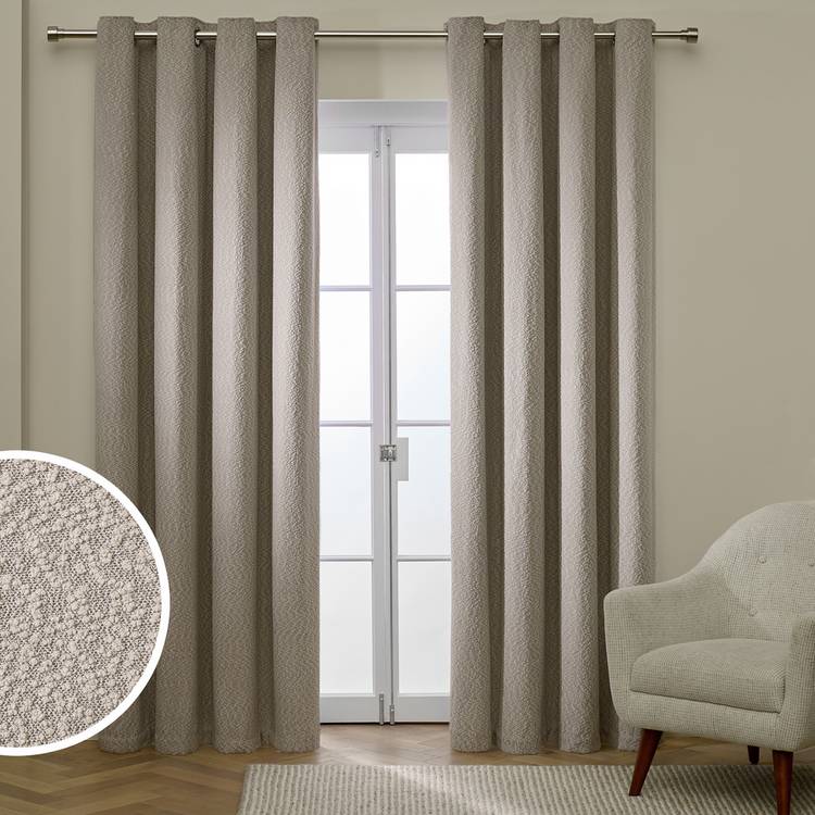 Habitat Textured Blackout Boucle Eyelet Curtain - Stone - 168x183cm 0