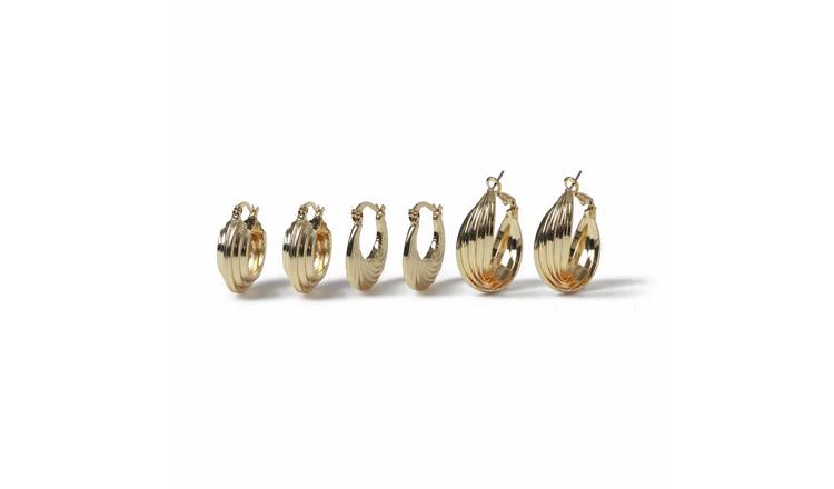 Freedom Gold Mix Shapes Hoop Earrings - Pack of 3