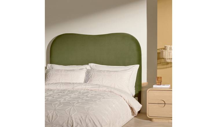Habitat Mali Velvet Double Headboard - Olive