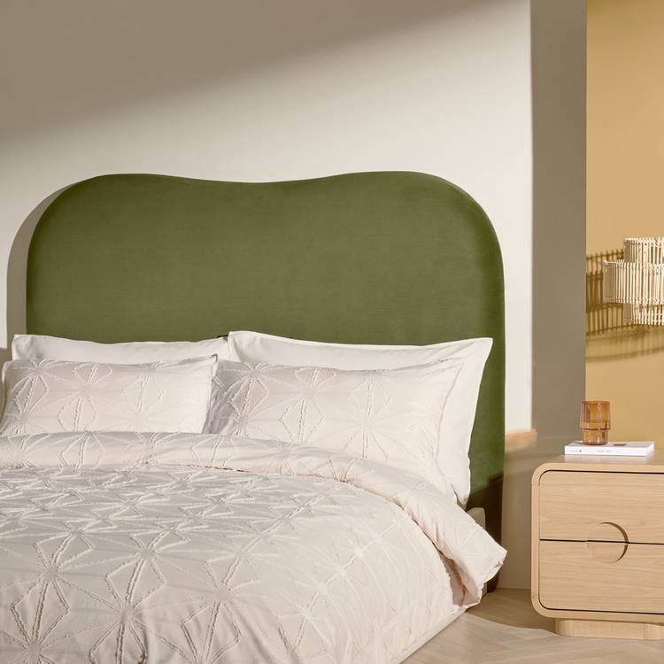 Habitat Mali Velvet Double Headboard - Olive 0