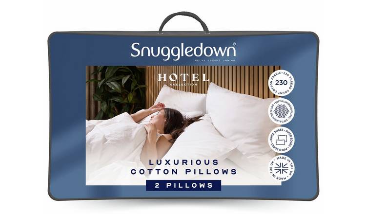 Snuggledown Hotel Cotton Medium Soft Pillow - 2 Pack