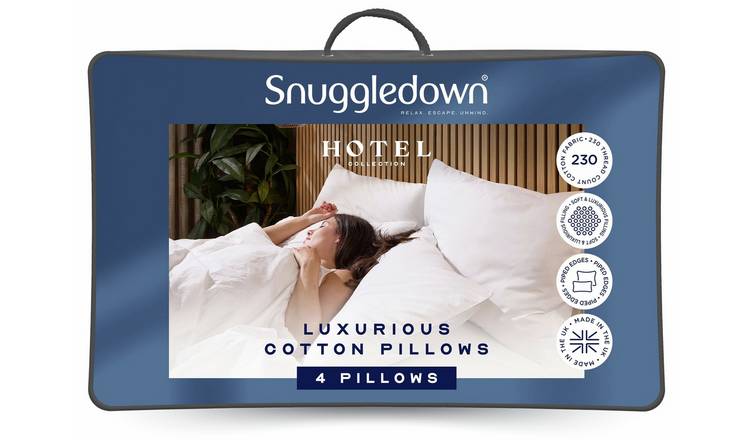 Snuggledown Hotel Cotton Medium Pillow - 4 Pack