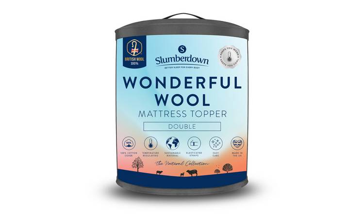 Slumberdown Wonderful Wool 2cm Mattress Topper - Double