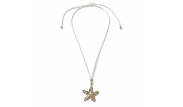 Freedom White Cord Starfish Pendant Necklace