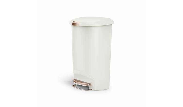 Simplehuman 50 Litre Plastic Semi-Round Pedal Bin - Cream