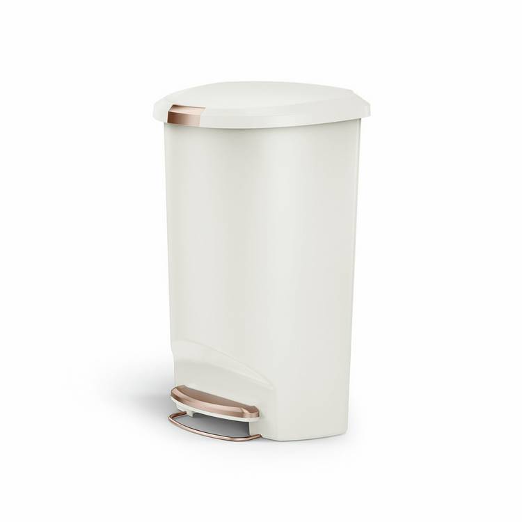 Simplehuman 50 Litre Plastic Semi-Round Pedal Bin - Cream 0