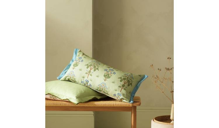 Habitat x Morris & Co. Sweet Meadow Bolster Cushion Sage - 60x30cm