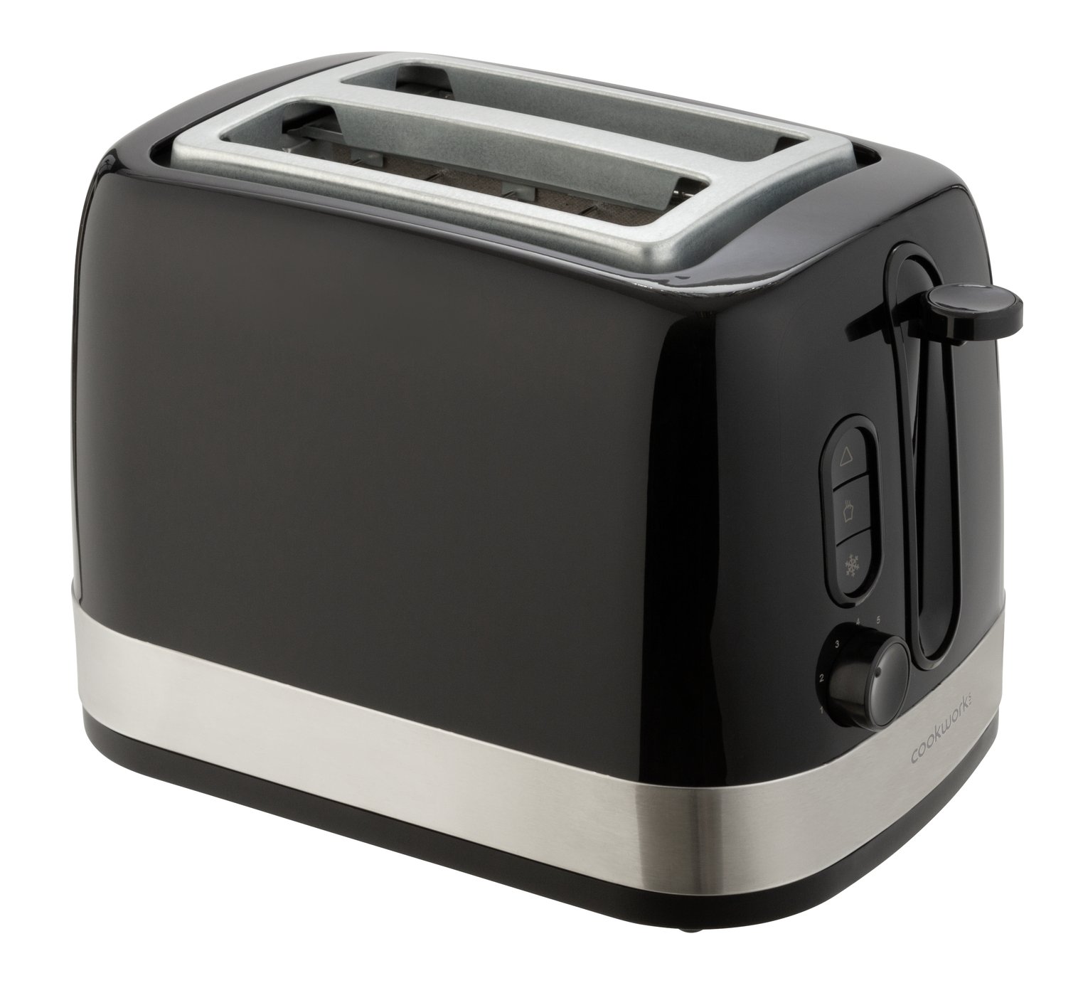 Cookworks Illuminated 2 Slice Toaster - Black Plastic