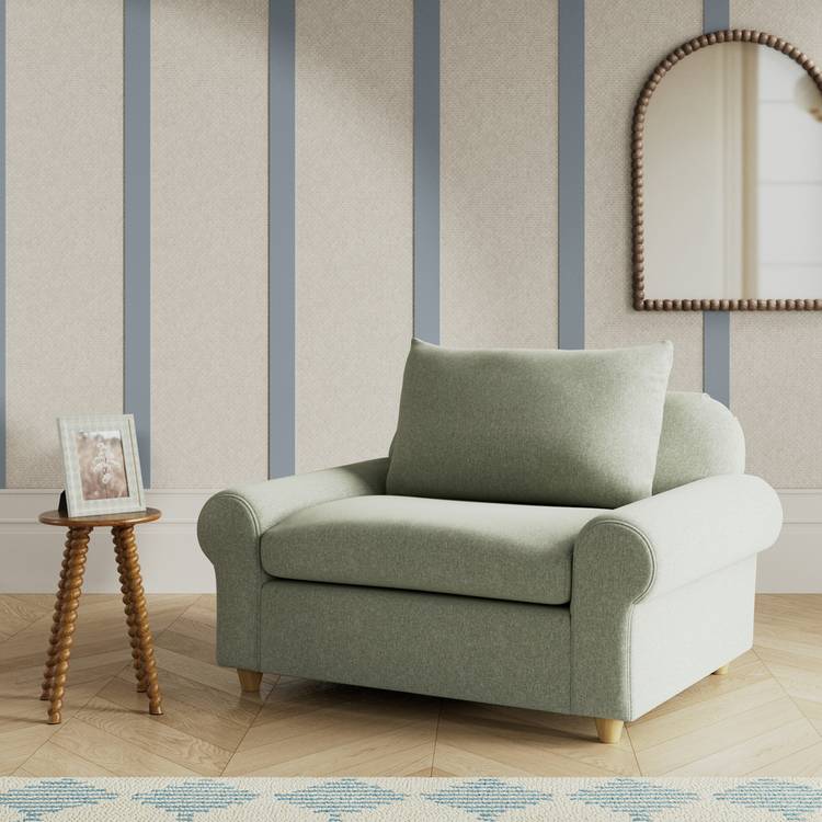 Habitat Whitby Fabric Cuddle Chair - Sage Green - Ash Leg 0