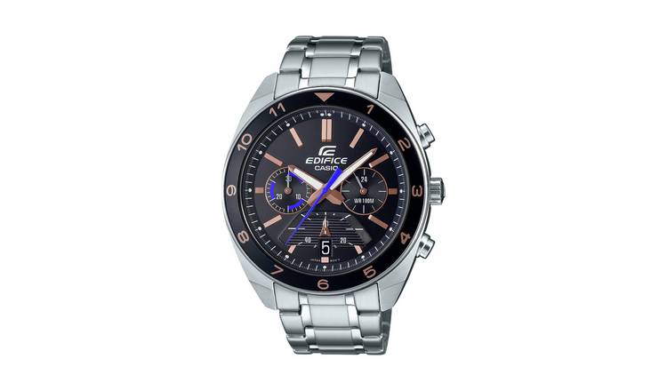 casio edifice men's chronograph silver bracelet watch