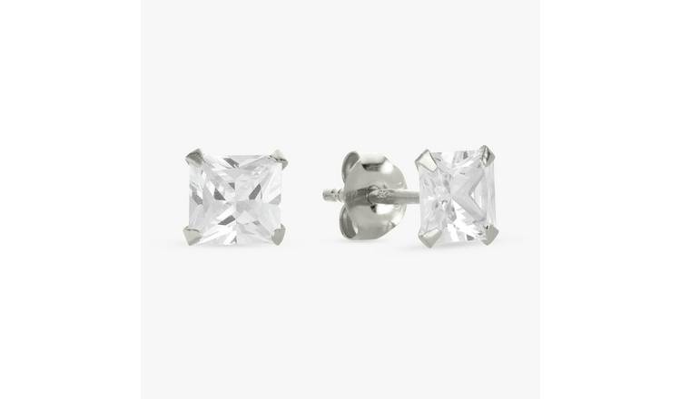 Revere Sterling Silver Square Solitaire Stud Earrings