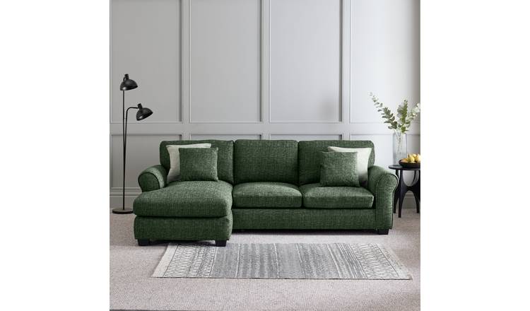 Argos Home Lisbon Fabric Left Hand Corner Chaise Sofa Bed - Green