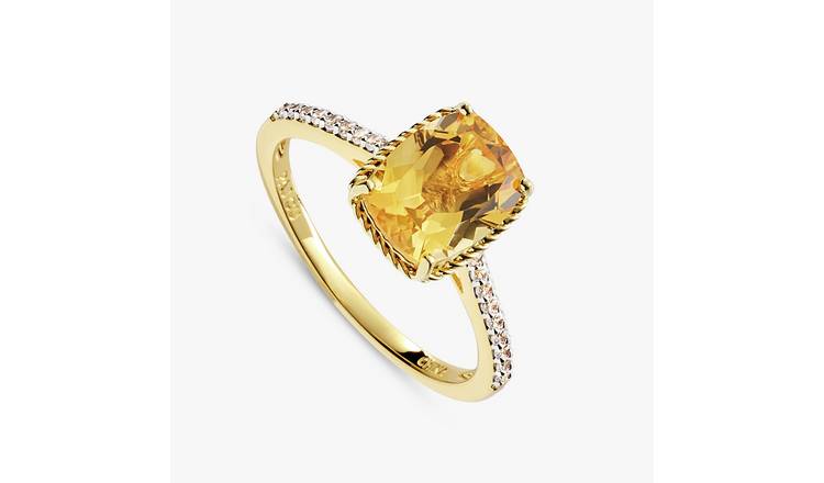 Revere Gold Plated Sterling Silver Citrine Stone Ring - S