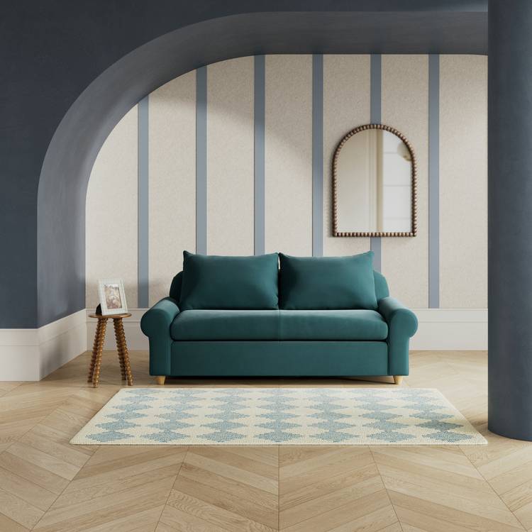 Habitat Whitby Fabric 2 Seater Sofa - Teal - Ash Leg 0