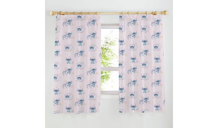 Disney Stitch Printed Pencil Pleat Curtains - Pink - 168x137cm