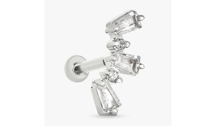 Revere Sterling Silver Tapered Baguette Flatback Earring