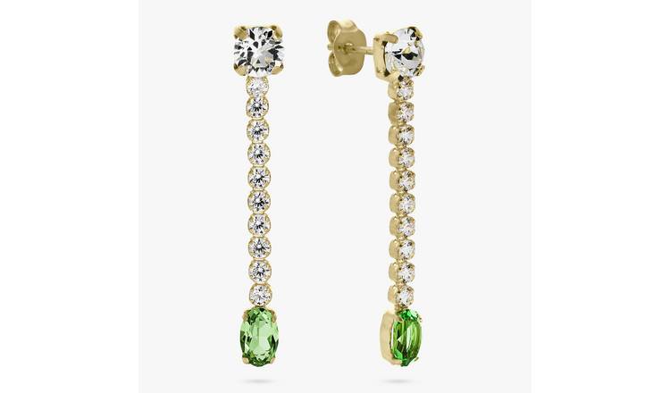 Revere Gold Plated Sterling Silver Green Drop Earrings