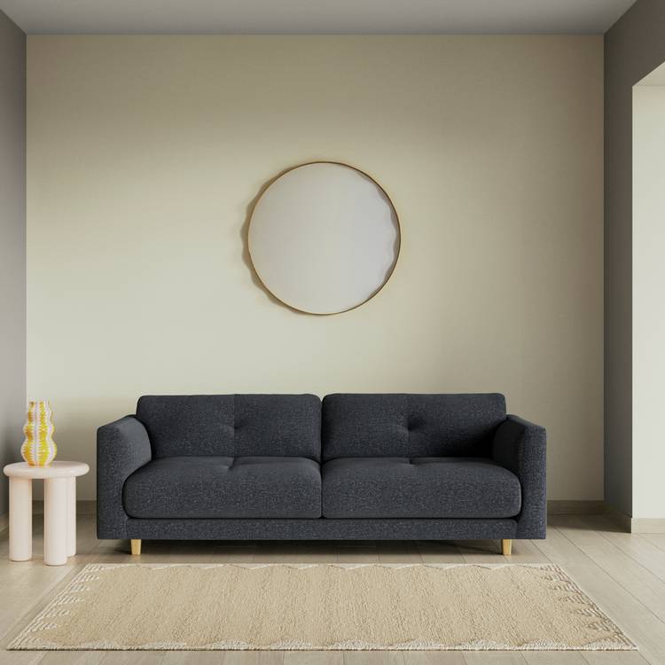 Habitat Emely Fabric 3 Seater Sofa - Charcoal - Ash Leg 0