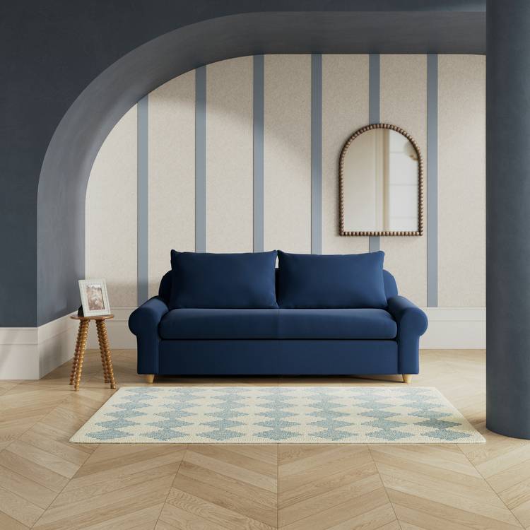 Habitat Whitby Fabric 3 Seater Sofa - Navy Blue - Ash Leg 0