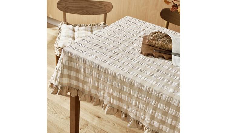 Argos Home Gingham Wipeclean Tablecloth - Beige