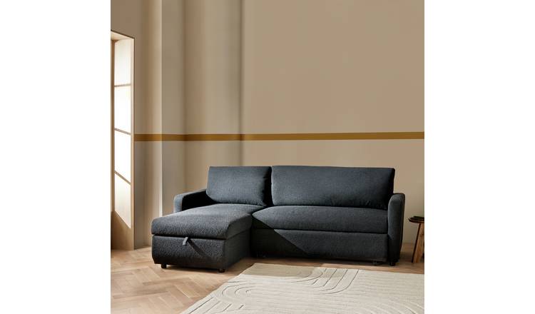 Habitat Enia Boucle Fabric Left Storage Hand Corner Chaise Sofa Bed - Grey