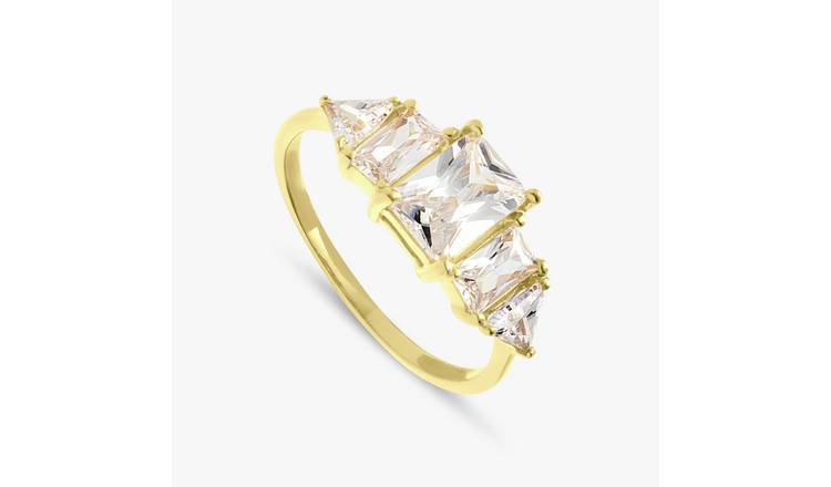 Revere Gold Plated Silver Radiant Trillion Ring - Small