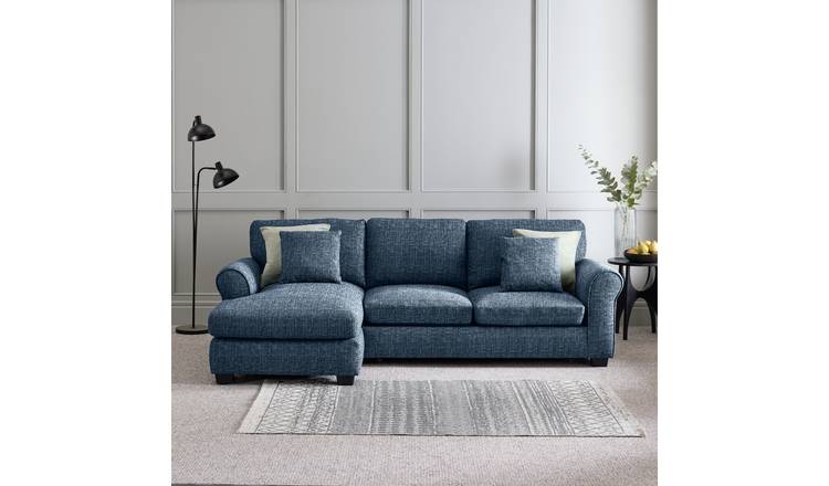 Argos Home Lisbon Fabric Left Hand Corner Chaise Sofa Bed - Blue