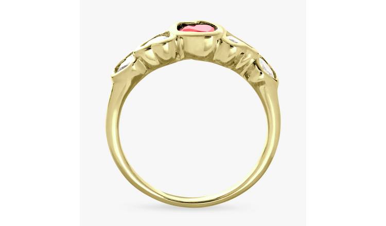 Revere Gold Plated Silver Ruby Heart Fashion Ring - Small