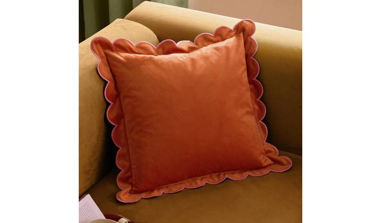 Furn Lil Scallop Velvet Cushion Orange - 45x45cm