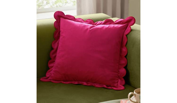 Furn Lil Scallop Velvet Cushion Pink - 45x45cm