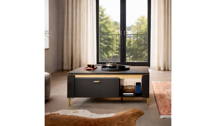 Furniture To Go Genoa 1 Drawer Rectangular Coffee Table - Black & Gold