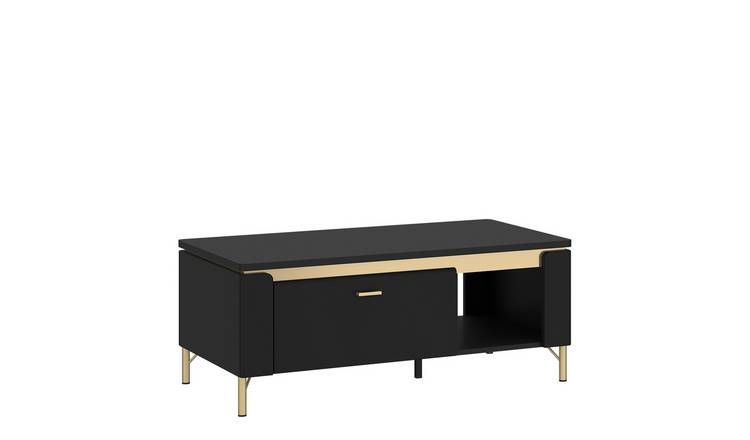 Furniture To Go Genoa 1 Drawer Rectangular Coffee Table - Black & Gold