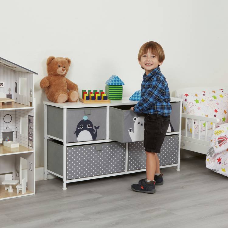 Liberty House Toys Kids Arctic 5 Drawer Storage Unit - Grey