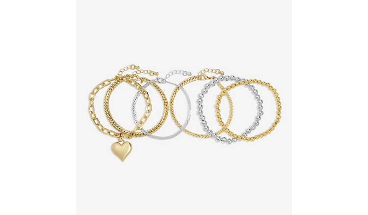 Lipsy Mood Two Tone Heart Bracelets - Pack of 4