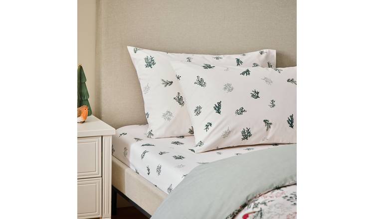 Home Robin Foliage Printed Grey Pillowcase Pair