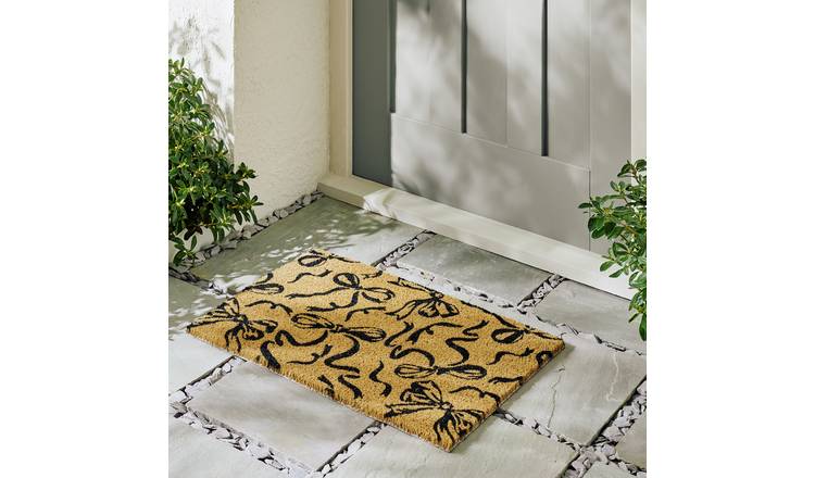 Argos Home Black Bow Coir Doormat - 40x60cm