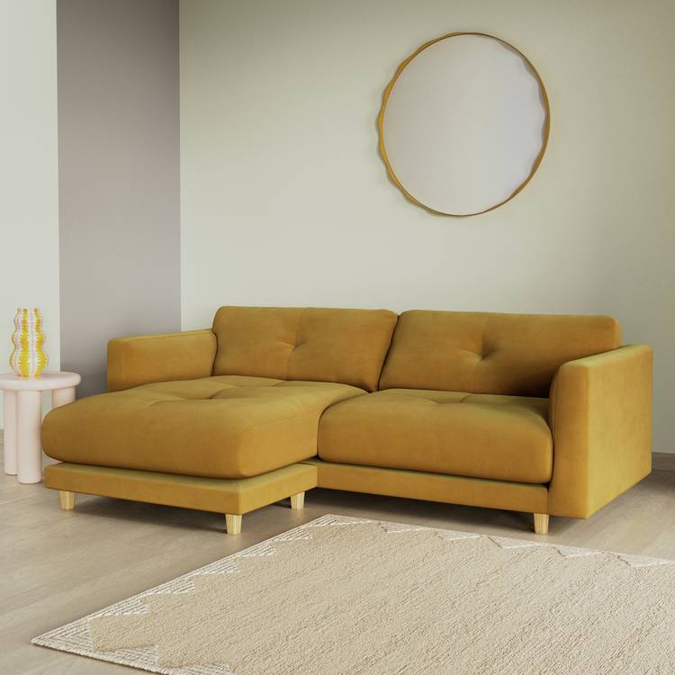 Habitat Emely Reversible Chaise Sofa - Gold - Ash Leg 0