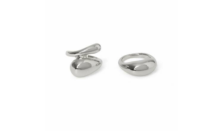 Freedom Silver Smooth Pack of 2 Fashion Rings - Small