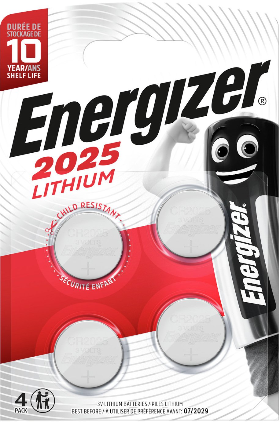 Energizer 2025 Lithium Coin Batteries - 4 Pack