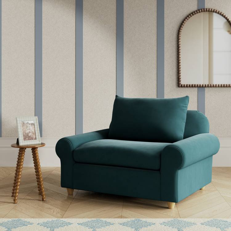 Habitat Whitby Fabric Cuddle Chair - Teal - Ash Leg 0