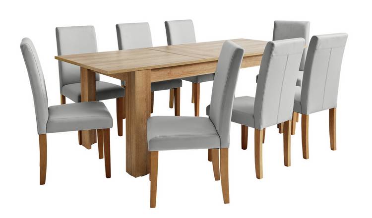 Buy Argos Home Miami XL Extending Table & 8 Grey Chairs | Dining table