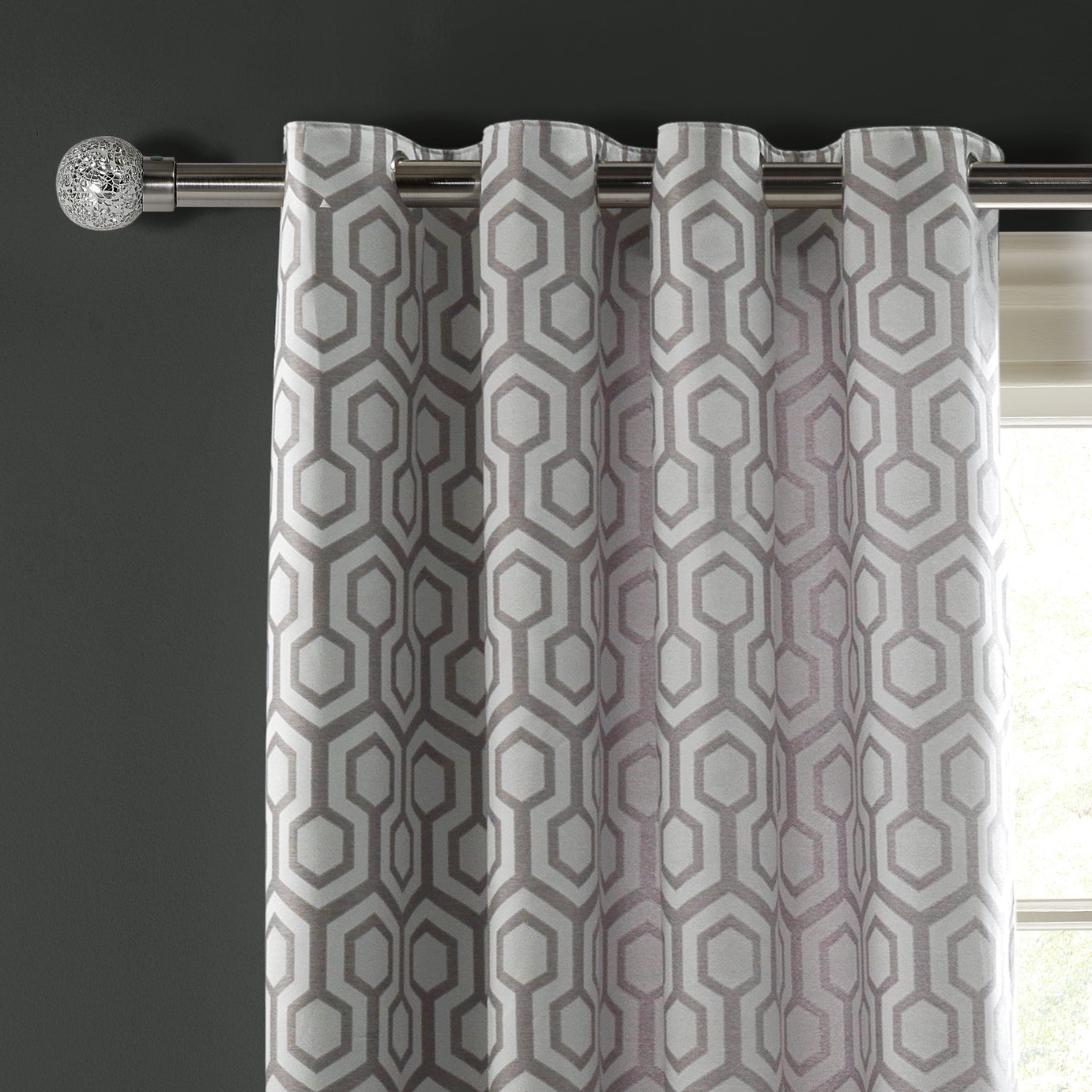 Argos Home Lined Eyelet Curtains 168x183cm Geometric 8289586