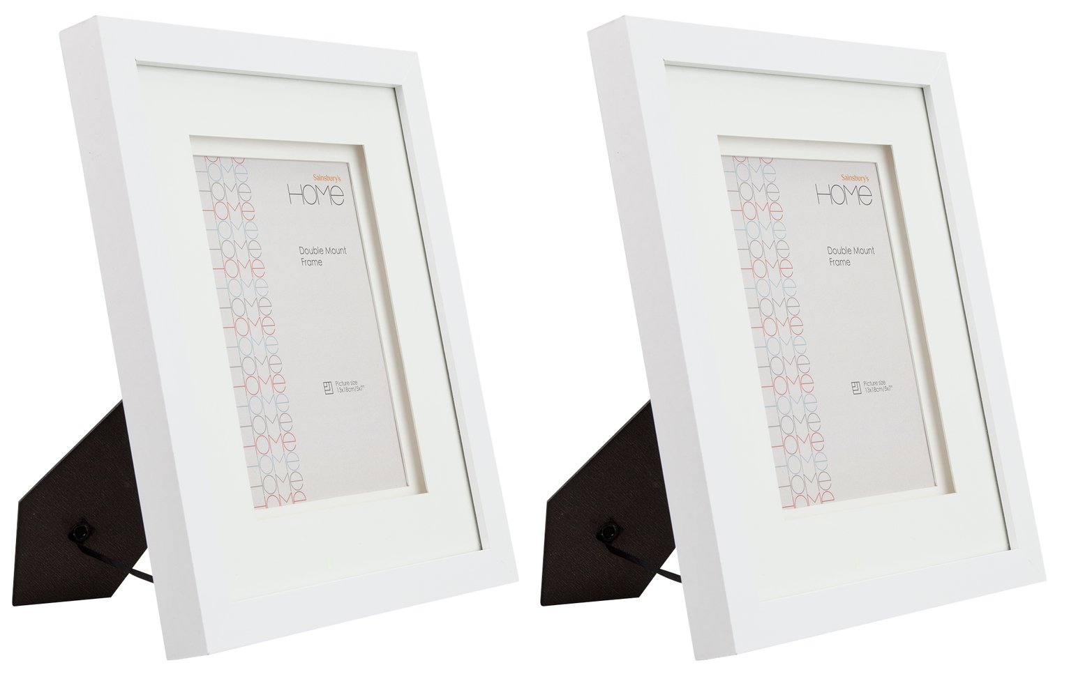 Set of 2 5x7 Inch Double Mount Frames - White