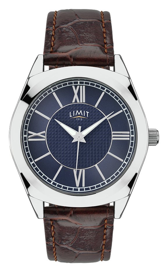 Limit Men's Brown Crocodile Effect Leather Strap Watch